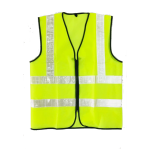 Safety Vest Yellow Green Zip Reflective Stripes High Visibility Night